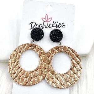 2" Black & Rose Gold Python Earrings